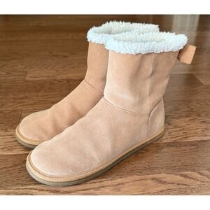 Kate Spade Wonderland Boots Upper Leather Suede Faux Fur Lined Tan Size 8